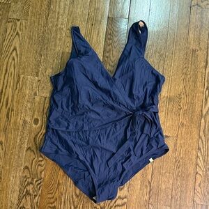 Summersalt 22 (2X) Navy Tie Front One Piece Swimsuit